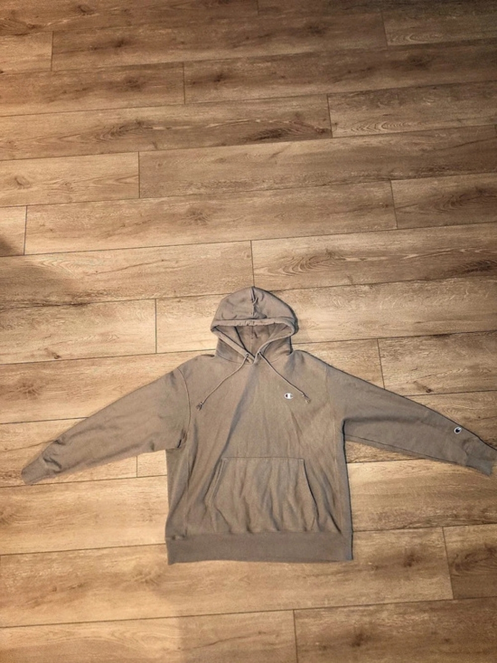 Vintage Y2K Champion Reverse Weave Tan Khaki Hoodie Sweatshirt Men's Size Xtra L